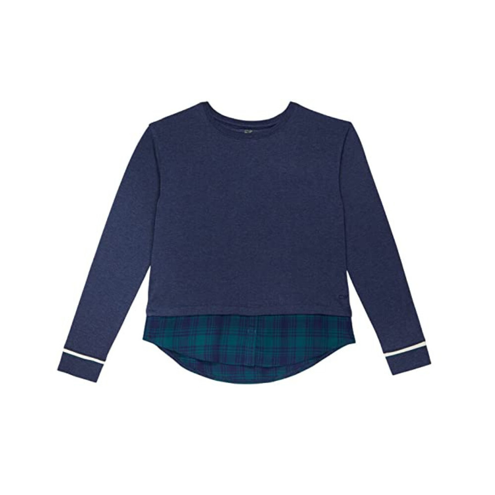 Vineyard Vines Dreamcloth Mixed Media Top Kids M Blue Stretch Pullover RED453